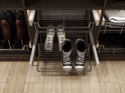 Stylisches Ankleidezimmer Interior Schuhablage - ausfahrbar
